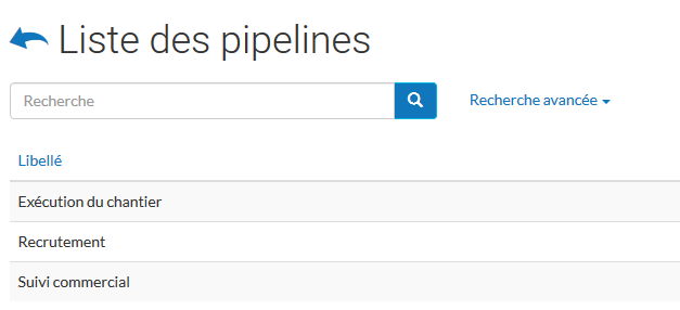 Liste des pipelines